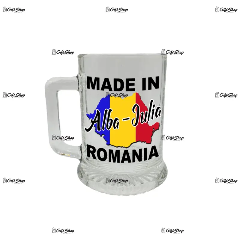 Made in alba-iulia romania, halba cu mesaj